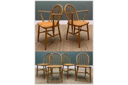 Vintage Mid Century Ercol Windsor Eetkamerstoelen Set Van 6