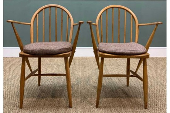 Image 1 of Vintage Mid Century Ercol Windsor Eetkamerstoelen Set Van 6