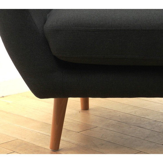 Image 1 of Paar vintage fauteuils in licht hout en grijze stof