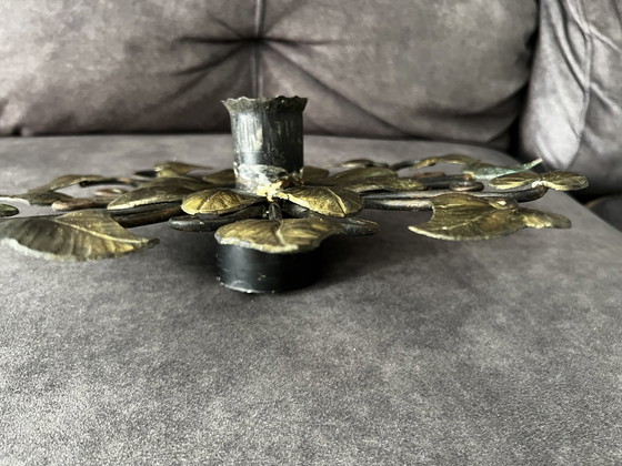 Image 1 of Wandlamp van smeedijzer met bloemmotief, 1950 Ca.