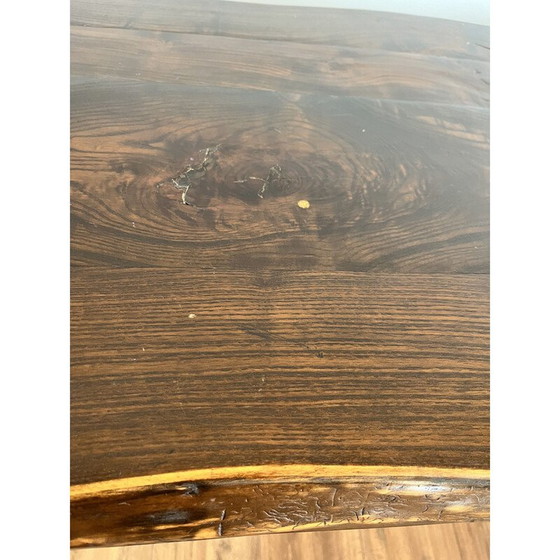 Image 1 of Vintage brutalistische massief houten tafel