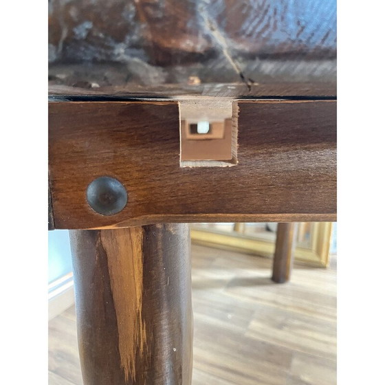 Image 1 of Vintage brutalistische massief houten tafel