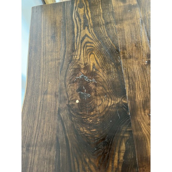 Image 1 of Vintage brutalistische massief houten tafel
