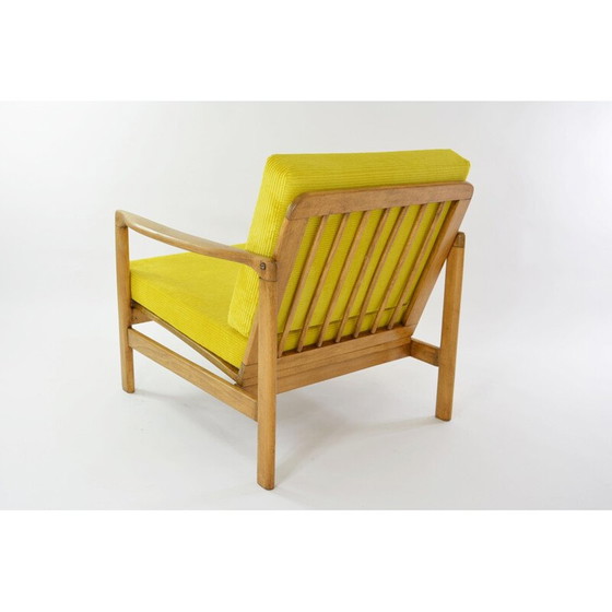 Image 1 of Scandinavische vintage BZ fauteuil in geel ribfluweel