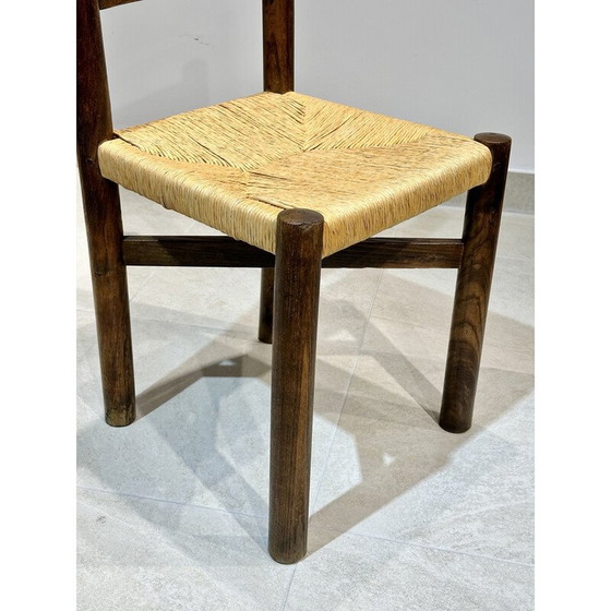 Image 1 of Paar vintage essenhouten stoelen van Charlotte Perriand Merribel, 1950