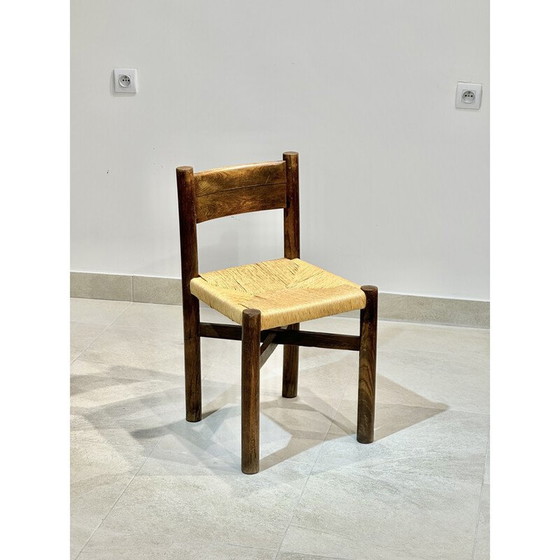 Image 1 of Paar vintage essenhouten stoelen van Charlotte Perriand Merribel, 1950