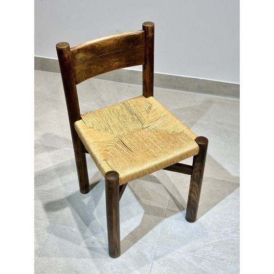 Image 1 of Paar vintage essenhouten stoelen van Charlotte Perriand Merribel, 1950