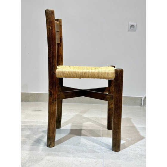 Image 1 of Paar vintage essenhouten stoelen van Charlotte Perriand Merribel, 1950