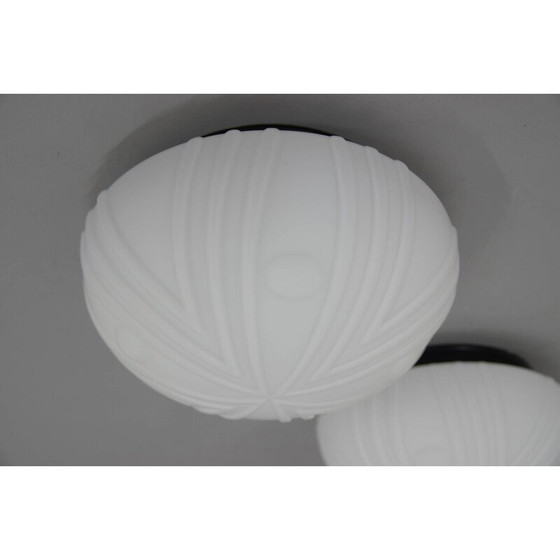 Image 1 of Paar vintage plafondlampen van metaal en glas, 1990