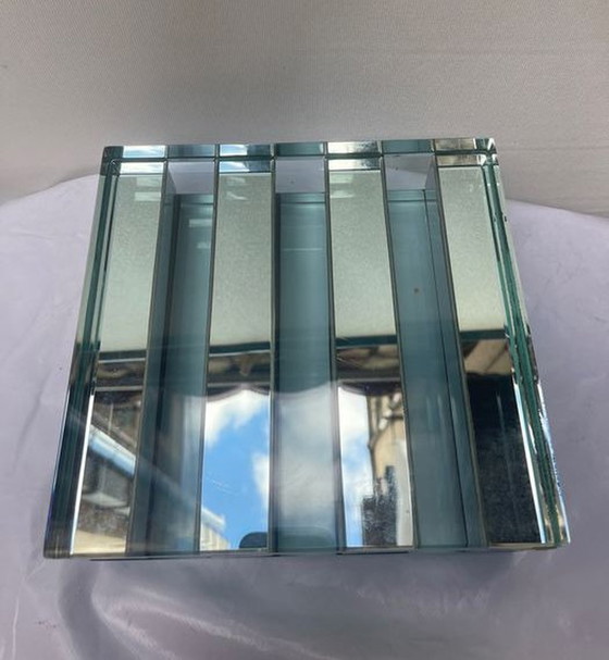 Image 1 of Vintage Vaas in de stijl van Gallotti & Radice - Kristal - Spiegel - Staal - 1970