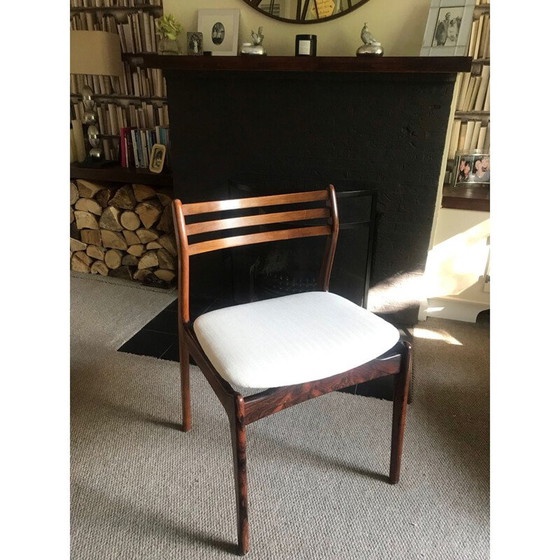 Image 1 of Set van 6 Deense vintage rozenhouten stoelen van P.E. Jorgensen voor Farso Stolefabrik