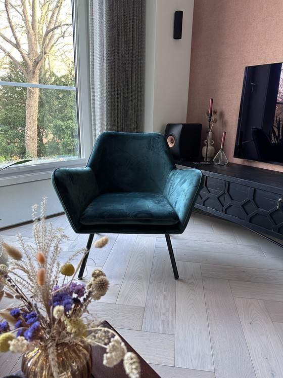 Image 1 of Houselabel Groene Velvet Fauteuil