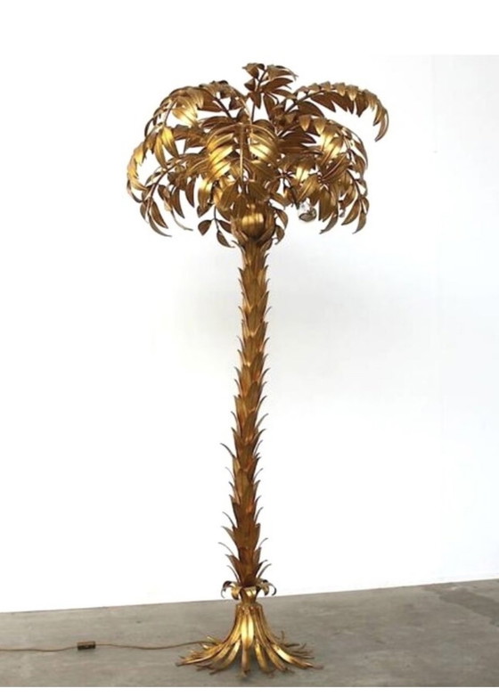 Image 1 of Hans Kögl Verguld Metalen Palmboom Vloerlamp