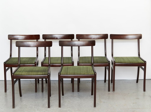 Mid Century Mahoniehouten Rungstedlund Stoelen Door Ole Wanscher Voor Poul Jeppesens Møbelfabrik, Set Van 6