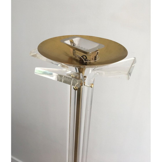Image 1 of Vintage vloerlamp van verguld messing en plexiglas, Italië 1970