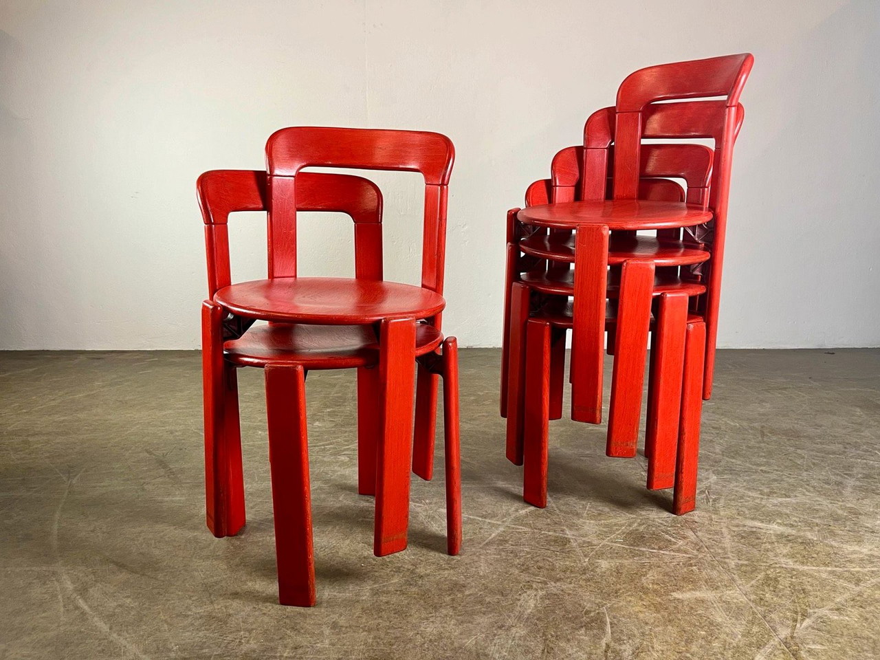 Set van 6 Vintage stoelen Bruno Rey Kusch & Co jaren 70 Design nieuw voorbereid