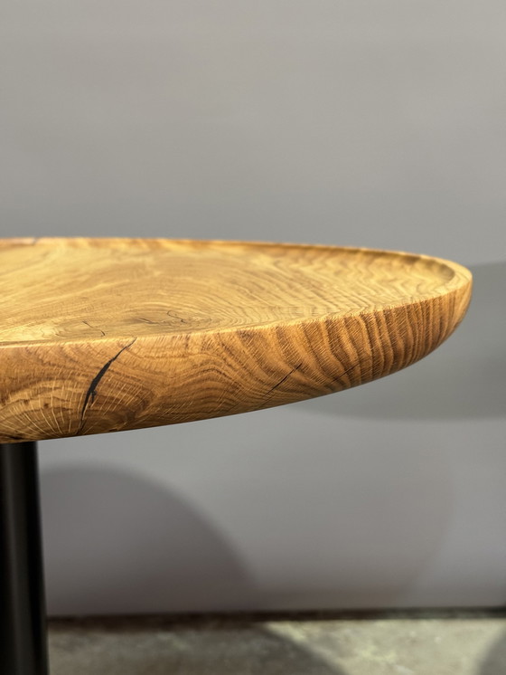 Image 1 of 2X Eiken Ronde Bijzettafels