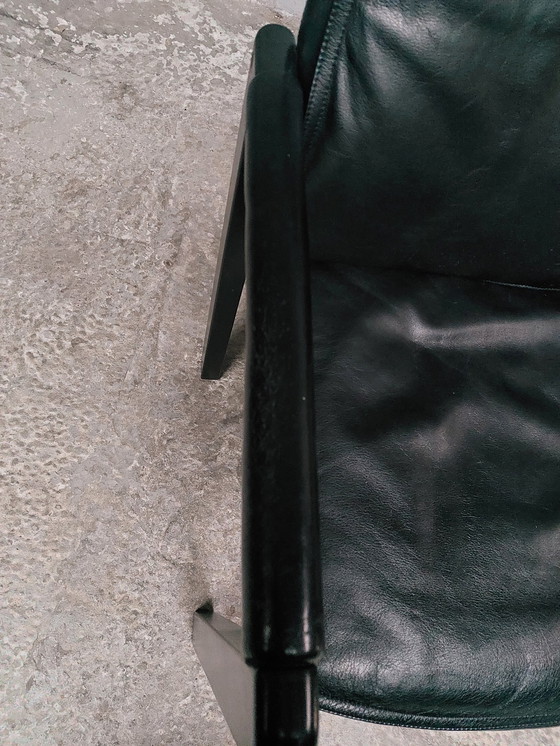 Image 1 of Black Leather Bulo Chair Memphis Style