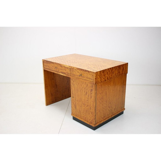 Vintage Art Deco houten bureau, Tsjecho-Slowakije 1930
