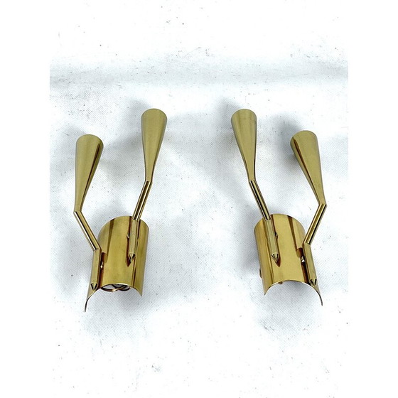 Image 1 of Paar vintage messing wandlampen van Oscar Torlasco voor Lumi Milano, Italië 1950