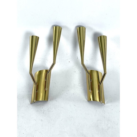 Image 1 of Paar vintage messing wandlampen van Oscar Torlasco voor Lumi Milano, Italië 1950