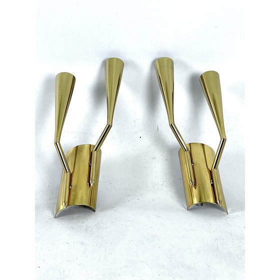 Image 1 of Paar vintage messing wandlampen van Oscar Torlasco voor Lumi Milano, Italië 1950