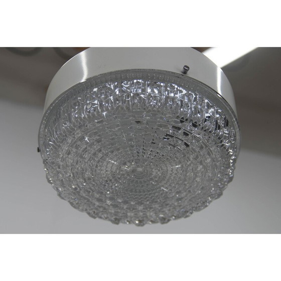 Image 1 of Vintage glazen en wit metalen hanglamp, Tsjecho-Slowakije 1960