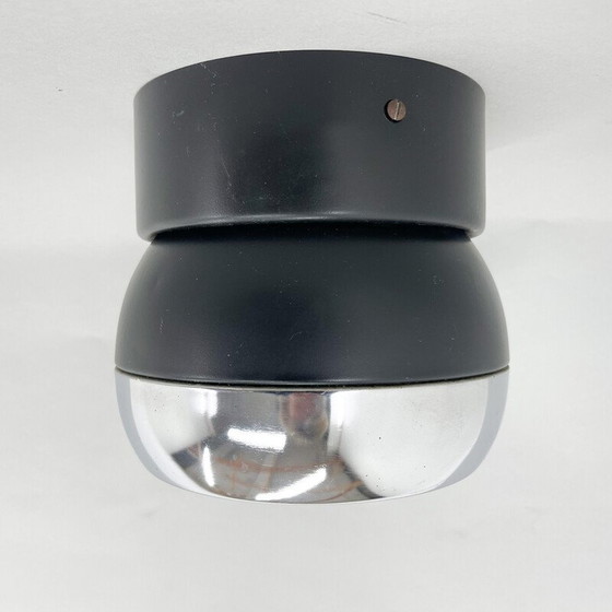 Image 1 of Vintage plafondlamp in metaal met chromen rand van Napako, Tsjecho-Slowakije 1980