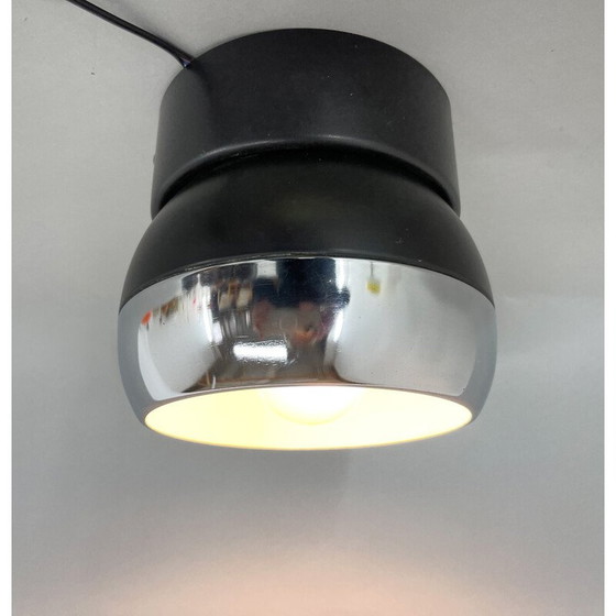 Image 1 of Vintage plafondlamp in metaal met chromen rand van Napako, Tsjecho-Slowakije 1980