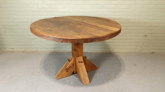 Image 1 of Wabi Sabi massief eikenhout eettafel, rond