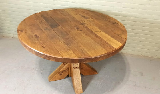 Image 1 of Wabi Sabi massief eikenhout eettafel, rond