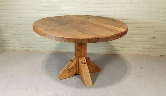 Image 1 of Wabi Sabi massief eikenhout eettafel, rond