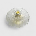 Vintage plafondlamp, plafonnière - bloem-vorm, jaren '70, messing glas