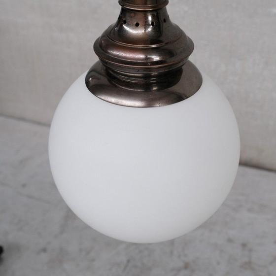 Image 1 of Italiaanse mid-century hanglamp van messing en glas