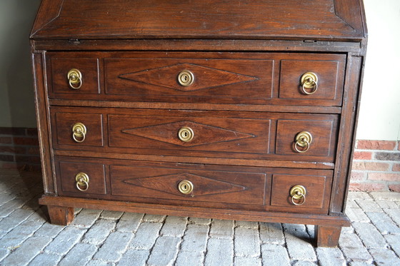 Image 1 of Antieke Eiken Houten Topbureau, Secretaire.