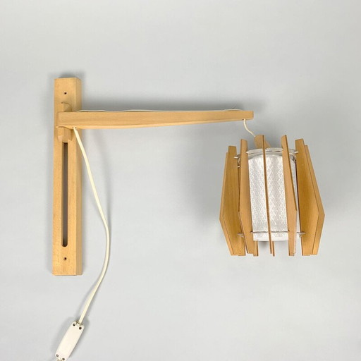 Vintage houten wandlamp door Drevo Humpolec, Tsjecho-Slowakije 1960