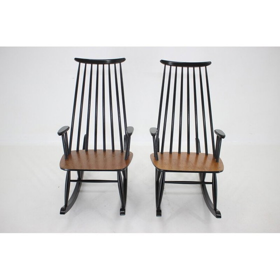 Image 1 of Paar vintage Varjosen Puunjalostus beukenhouten schommelstoelen, Finland 1960