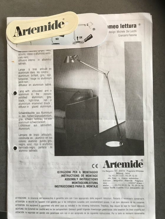 Image 1 of 2x Artemide Tolomeo Lettura Vloerlamp