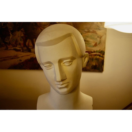 Image 1 of Vintage Art Deco gipsen buste van een jonge man, 1930