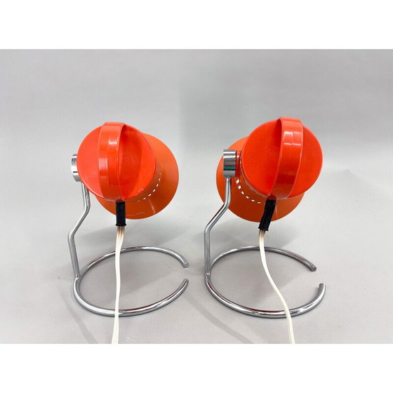 Image 1 of Paar vintage chromen en metalen tafellampen voor Chirana, 1970