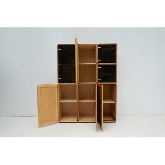 Image 1 of Set modulaire houten kubussen uit de Mid Century van Derk Jan de Vries, Italië 1960