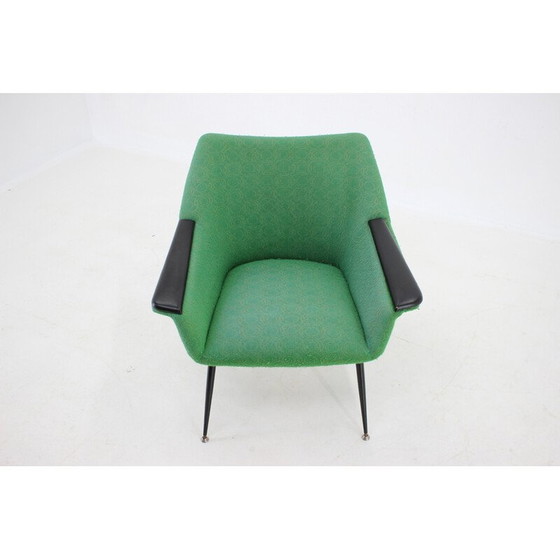 Image 1 of Vintage fauteuil in groene stof, Italië 1960
