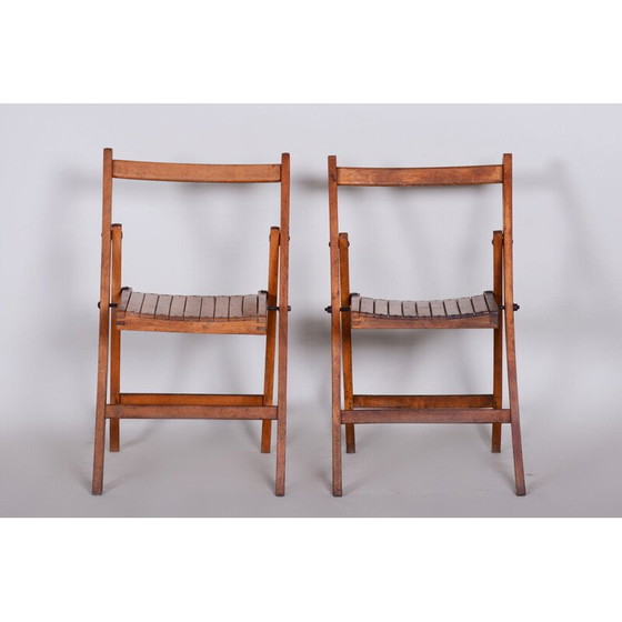 Image 1 of Paar mid century beukenhouten eetkamerstoelen, 1950