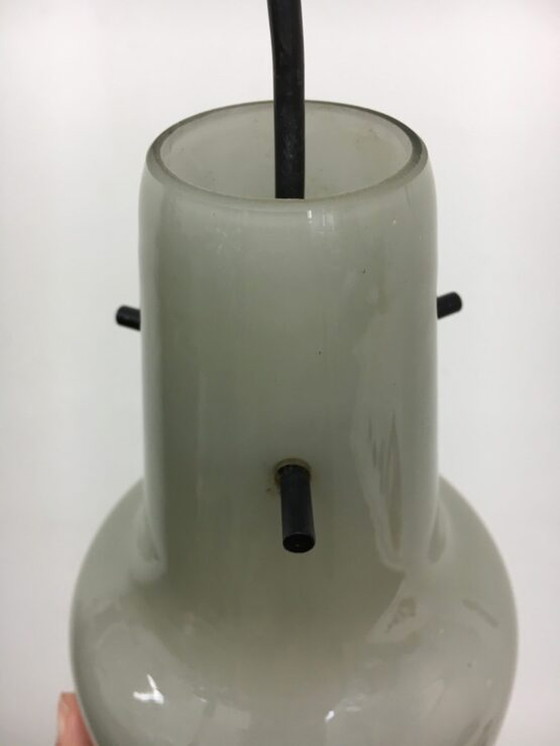 Image 1 of Hanglamp van grijs glas uit de Mid Century - 1960