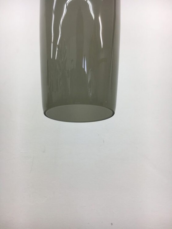 Image 1 of Hanglamp van grijs glas uit de Mid Century - 1960