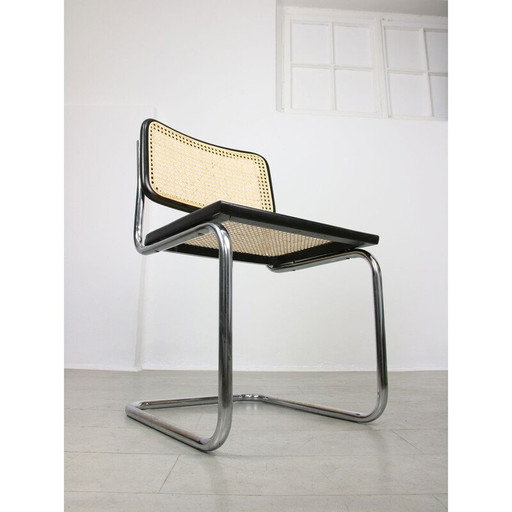 Vintage Cesca B32 stoel in zwart van Marcel Breuer, jaren 1980