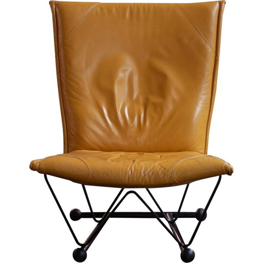 Vintage Flyer fauteuil in leer en metaal van Pierre Mazairac en Karel Boonzaaijer voor Young International, 1980