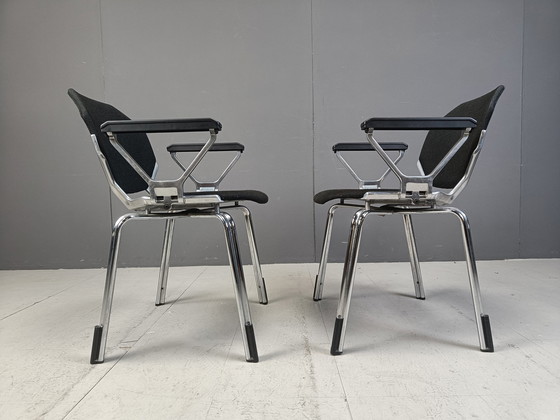 Image 1 of Futuristische achthoekige metalen stoelen van Froscher Sitform, 1990S - Set van 10