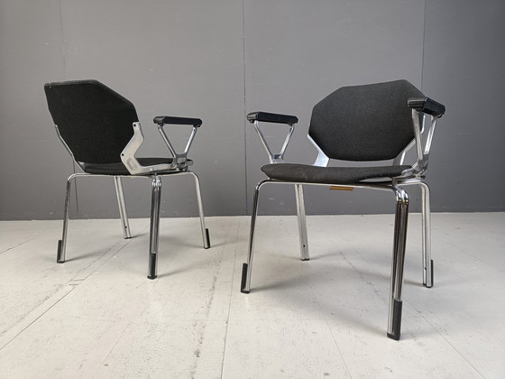 Image 1 of Futuristische achthoekige metalen stoelen van Froscher Sitform, 1990S - Set van 10