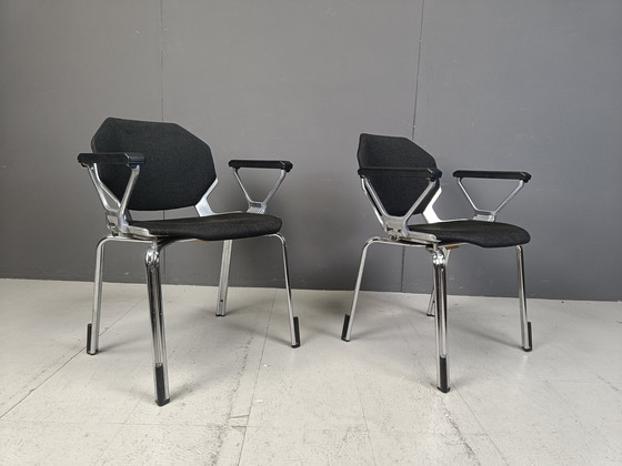 Image 1 of Futuristische achthoekige metalen stoelen van Froscher Sitform, 1990S - Set van 10